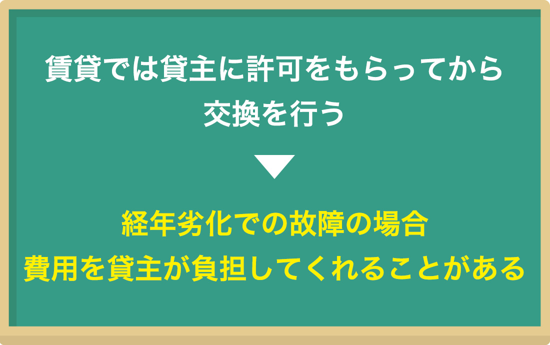 賃貸住宅の場合、勝手に交換しても平気ですか？