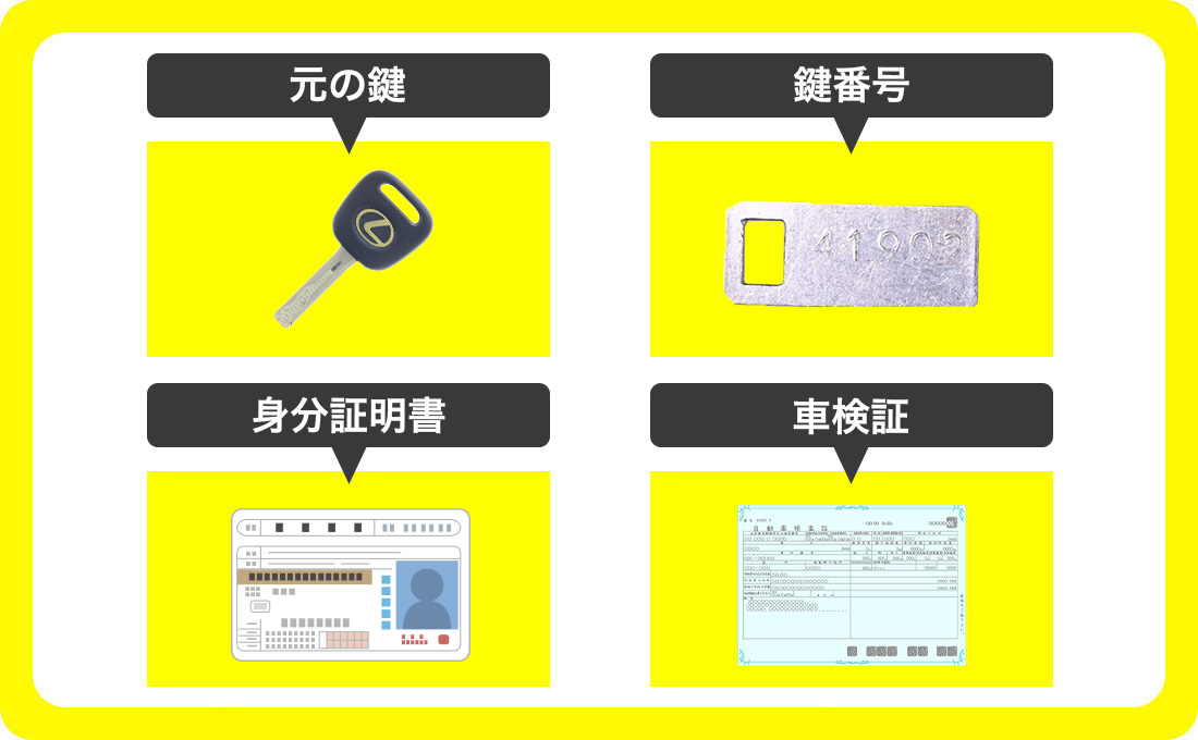 車の合鍵・スペアキーの作成に必要なもの
