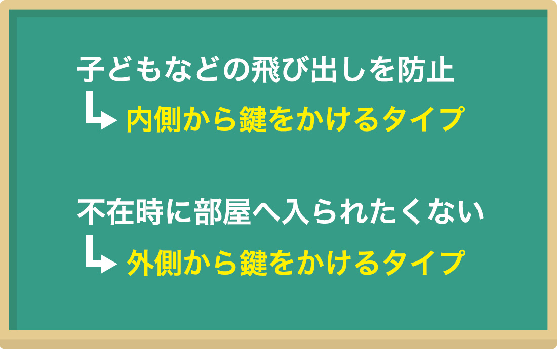 取り付ける目的から鍵を選ぶ