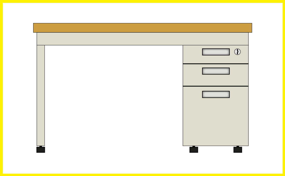オフィスのデスクや片袖机